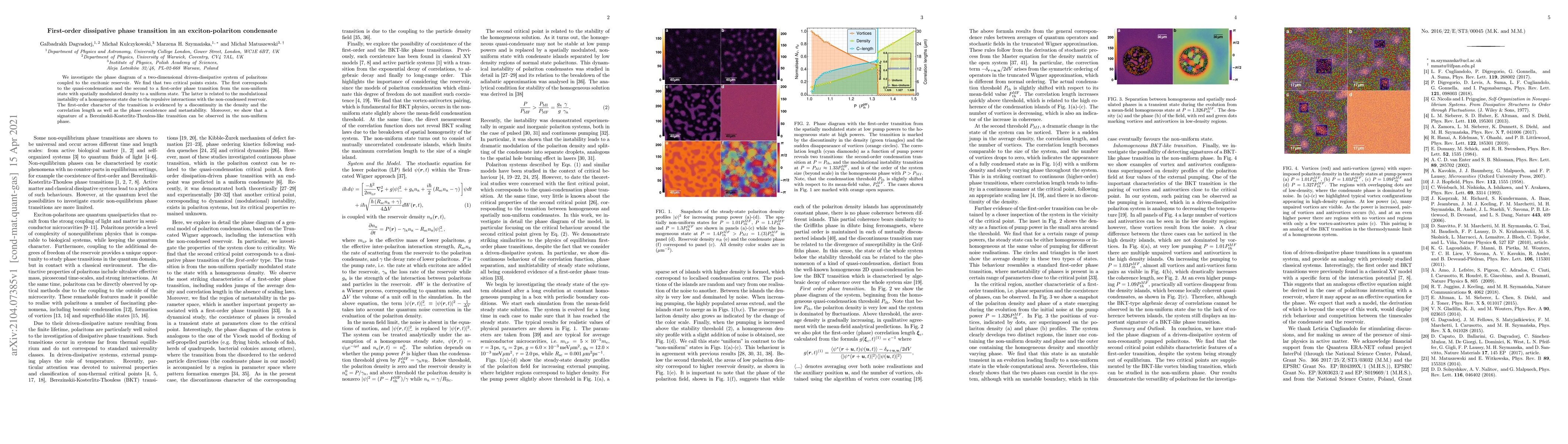 Thumbnail for First-order dissipative phase transition in an exciton-polariton
  condensate