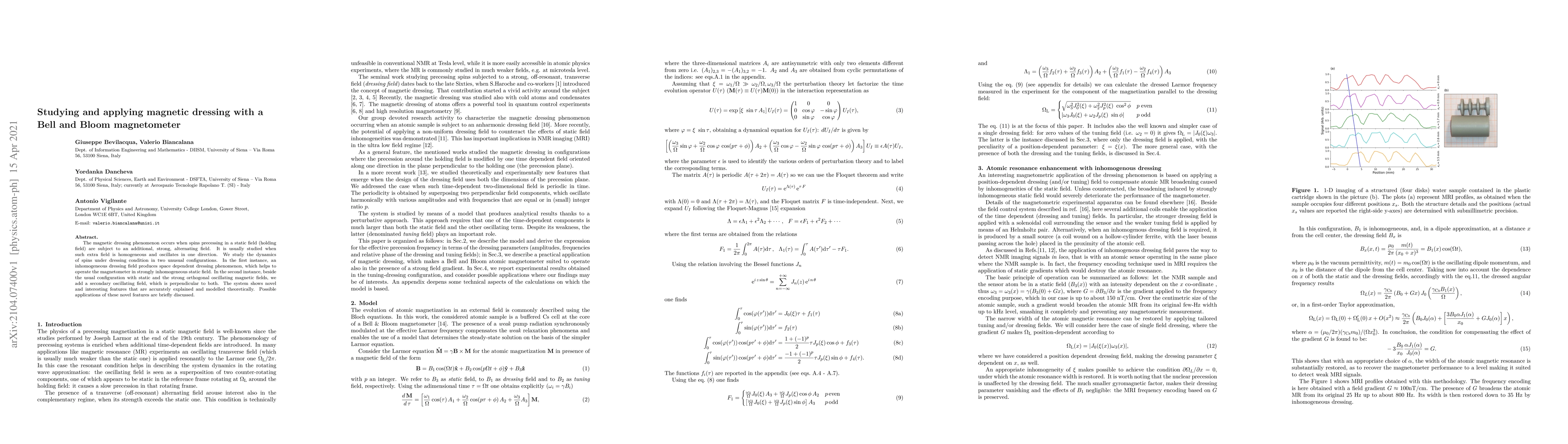 Thumbnail for Studying and applying magnetic dressing with a Bell and Bloom
  magnetometer