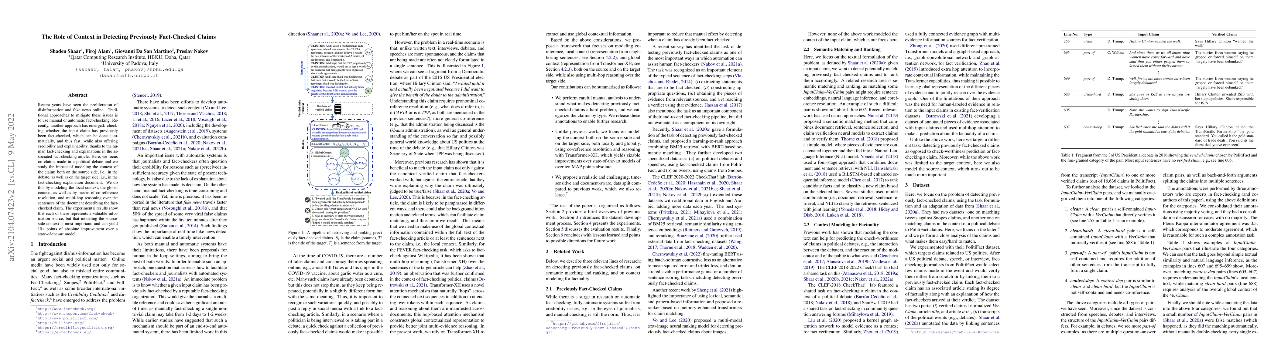 Thumbnail for The Role of Context in Detecting Previously Fact-Checked Claims