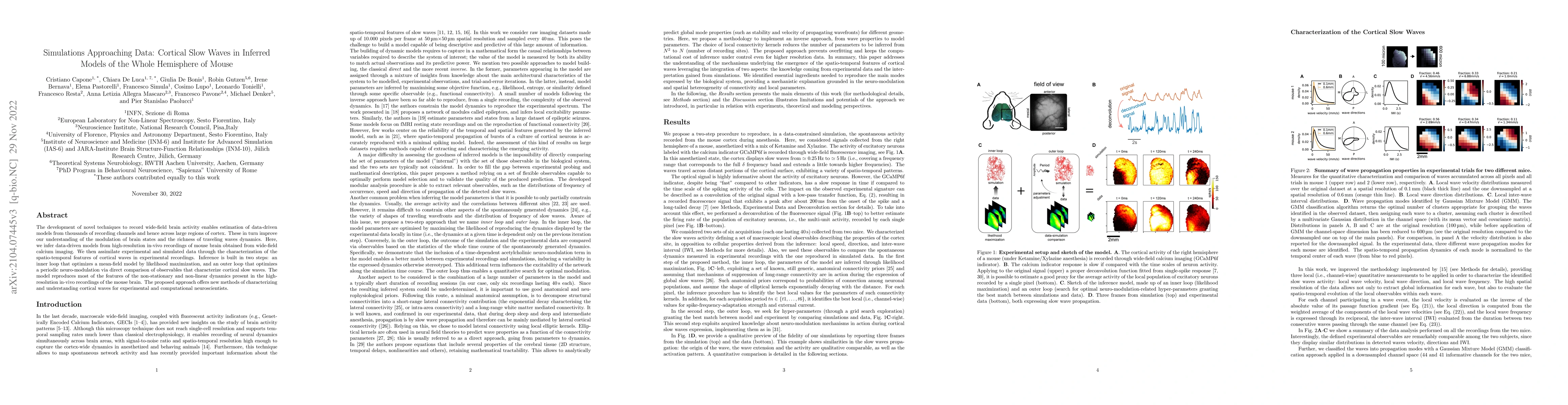 Thumbnail for Simulations Approaching Data: Cortical Slow Waves in Inferred Models of
  the Whole Hemisphere of Mouse
