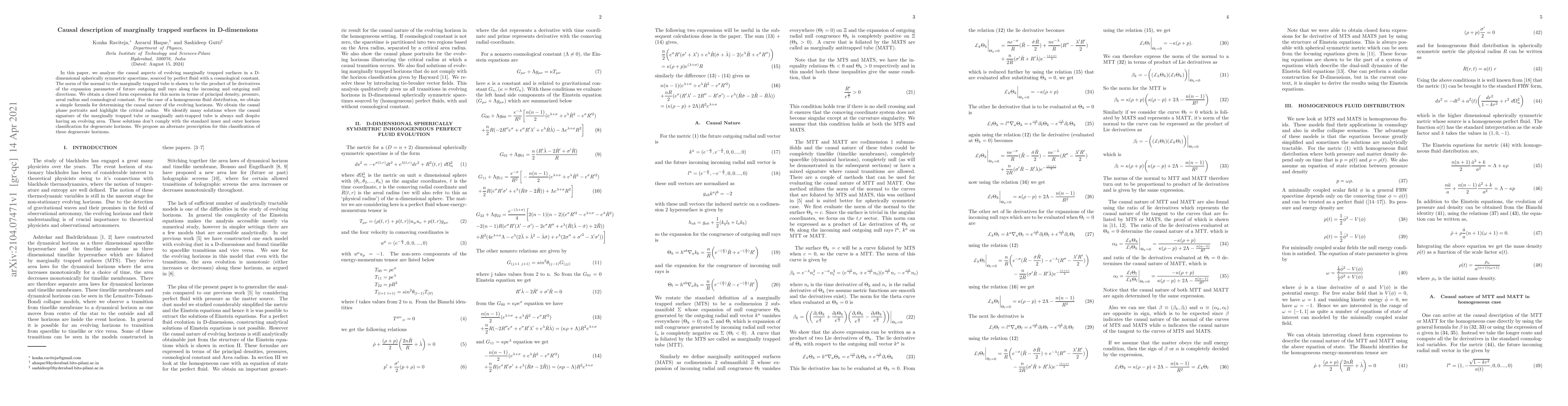 Thumbnail for Causal description of marginally trapped surfaces in D-dimensions