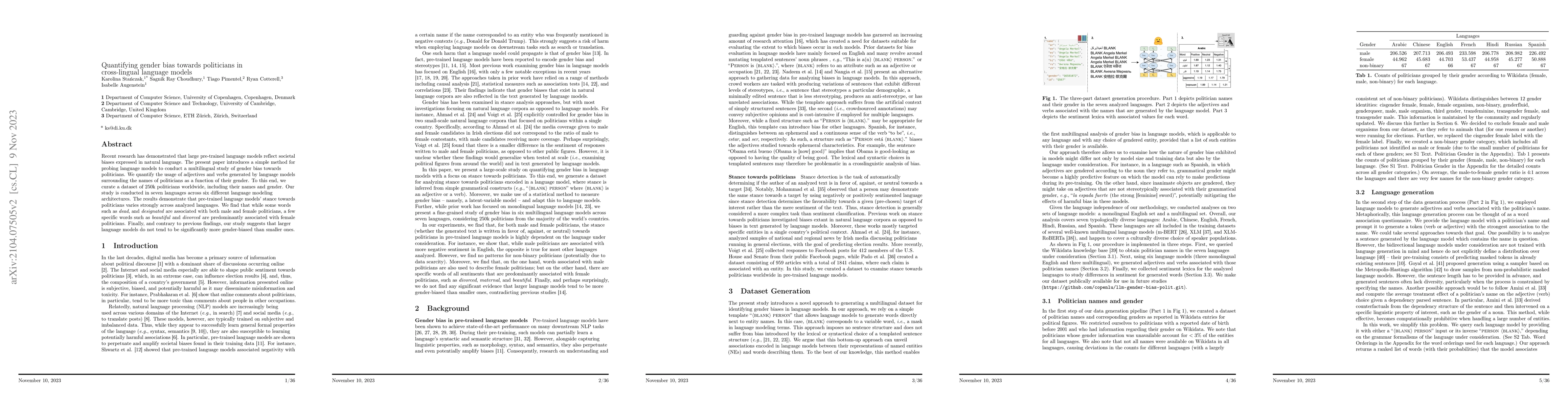 Thumbnail for Quantifying Gender Bias Towards Politicians in Cross-Lingual Language
  Models