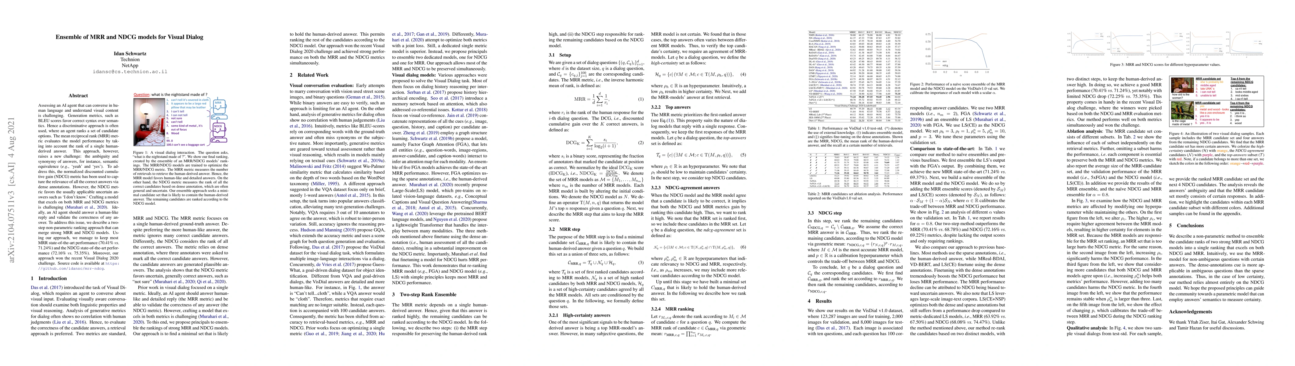 Thumbnail for Ensemble of MRR and NDCG models for Visual Dialog