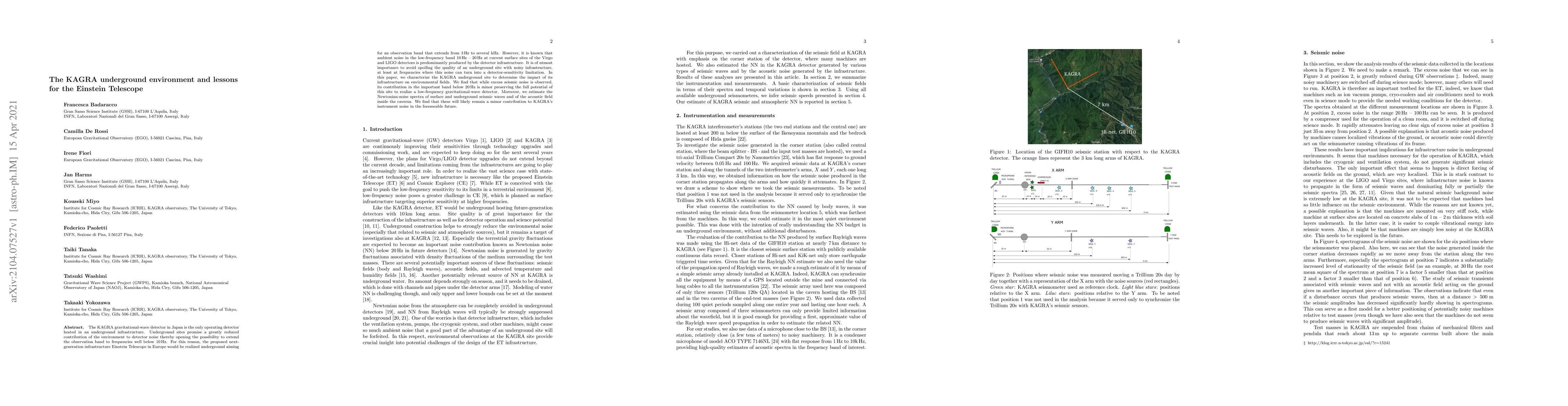 Thumbnail for The KAGRA underground environment and lessons for the Einstein Telescope