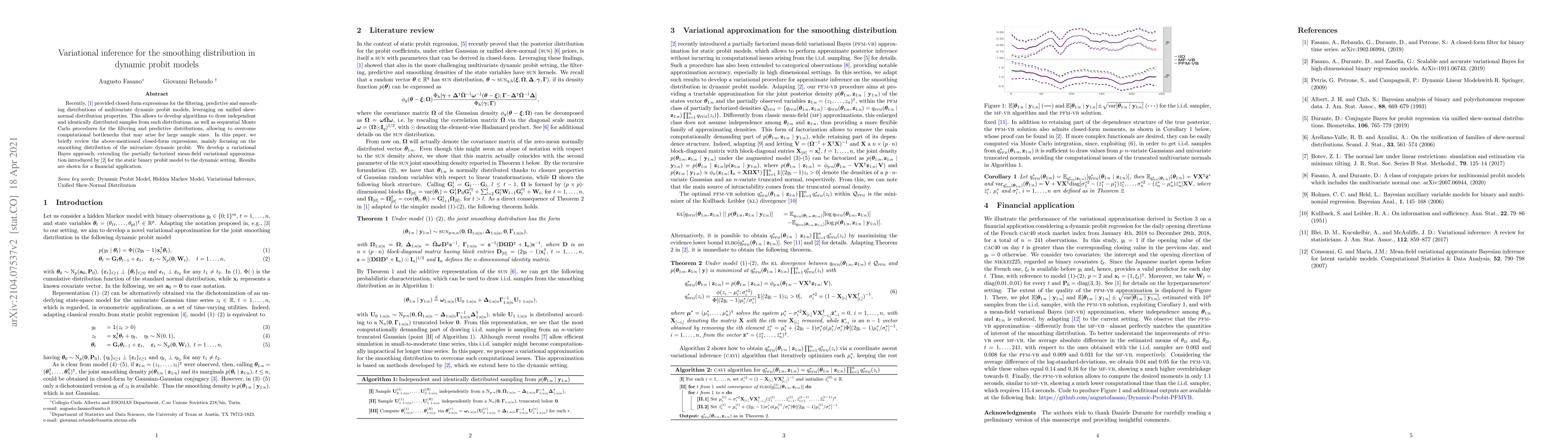 Thumbnail for Variational Inference for the Smoothing Distribution in Dynamic Probit
  Models