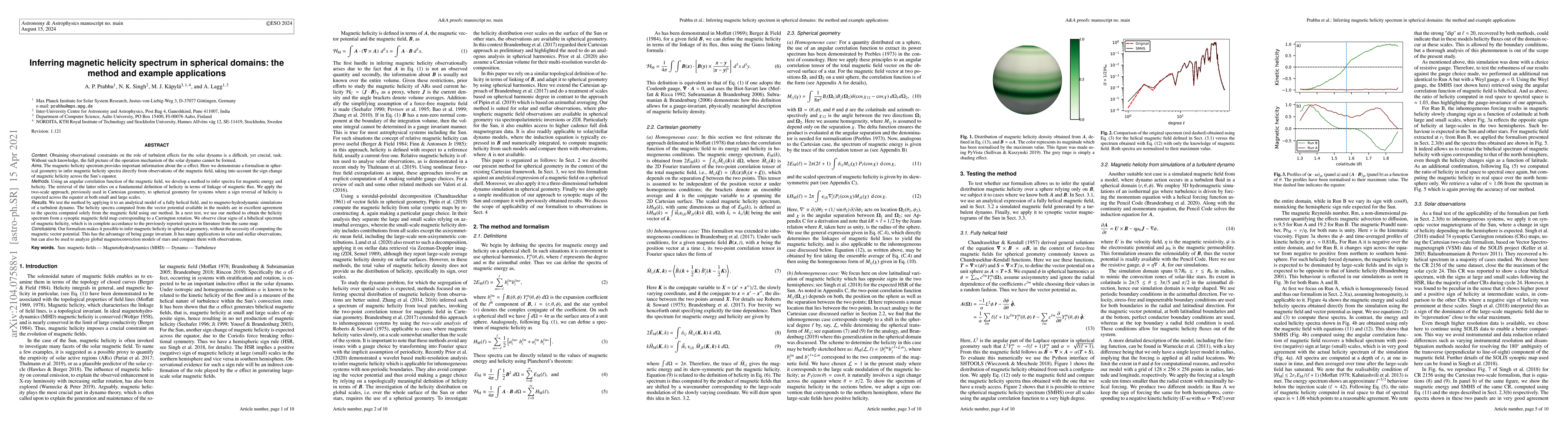 Thumbnail for Inferring magnetic helicity spectrum in spherical domains: the method
  and example applications