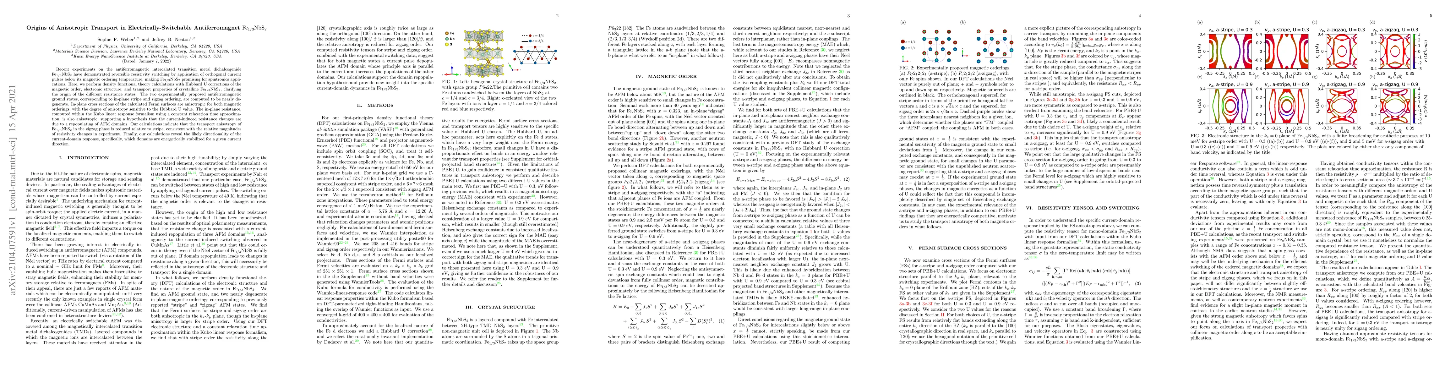 Thumbnail for Origins of anisotropic transport in electrically-switchable
  antiferromagnet $\mathrm{Fe_1/3NbS_2}$