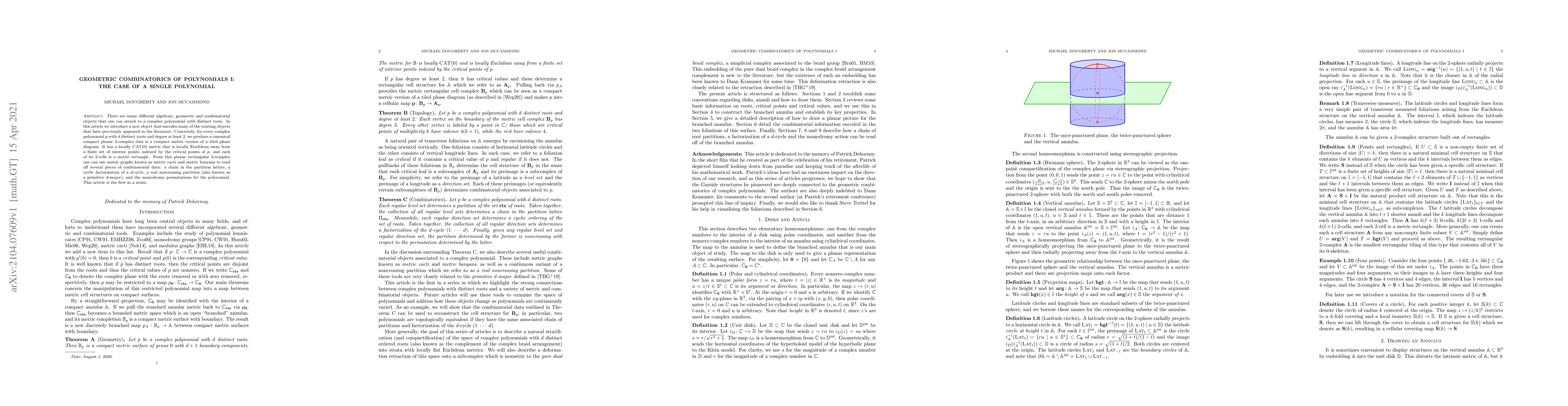 Thumbnail for Geometric Combinatorics of Polynomials I: The Case of a Single
  Polynomial