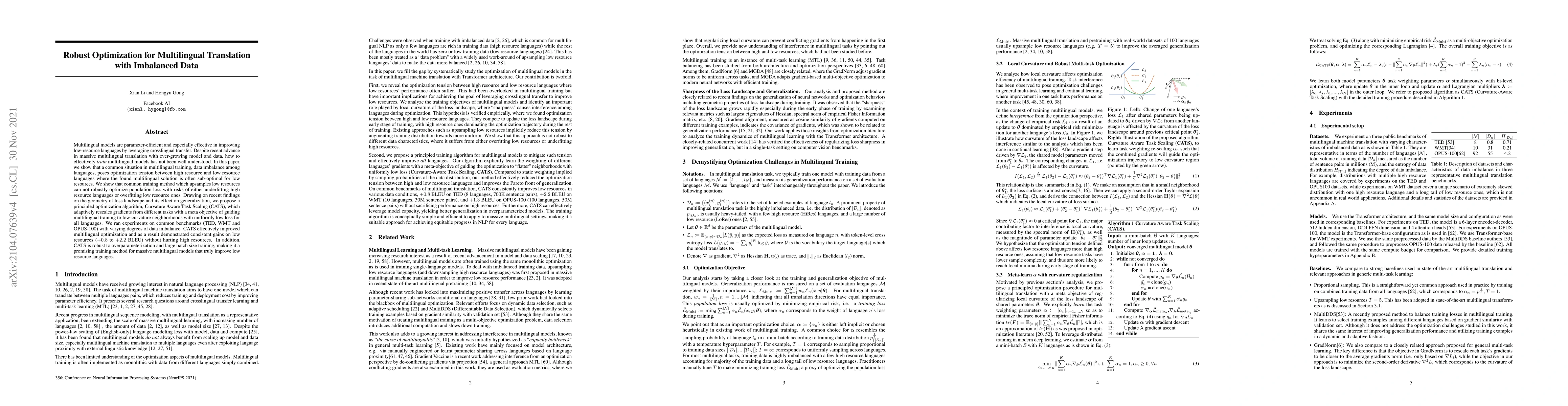 Thumbnail for Robust Optimization for Multilingual Translation with Imbalanced Data