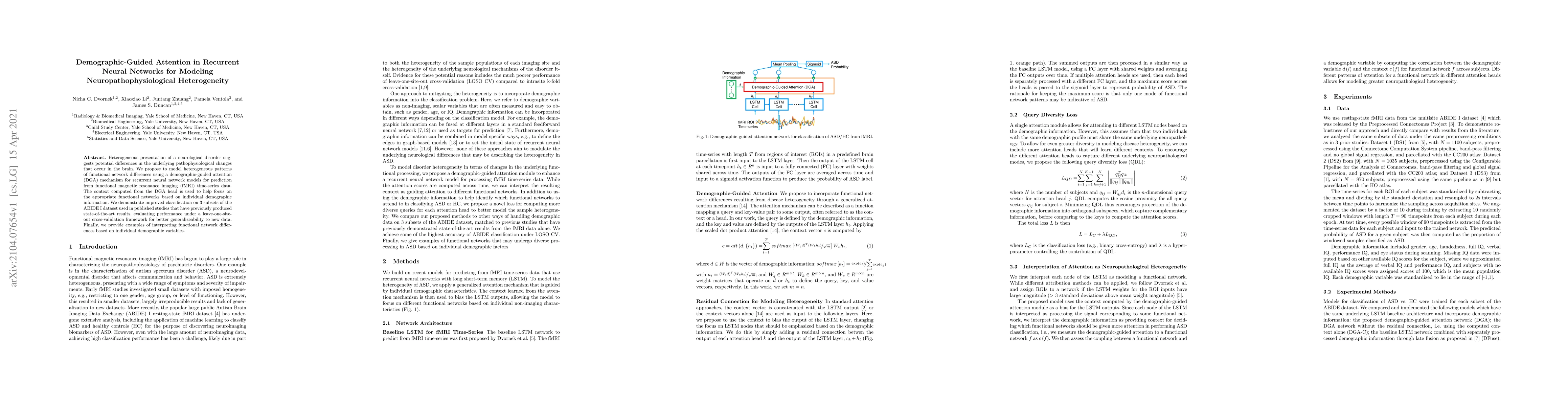 Thumbnail for Demographic-Guided Attention in Recurrent Neural Networks for Modeling
  Neuropathophysiological Heterogeneity