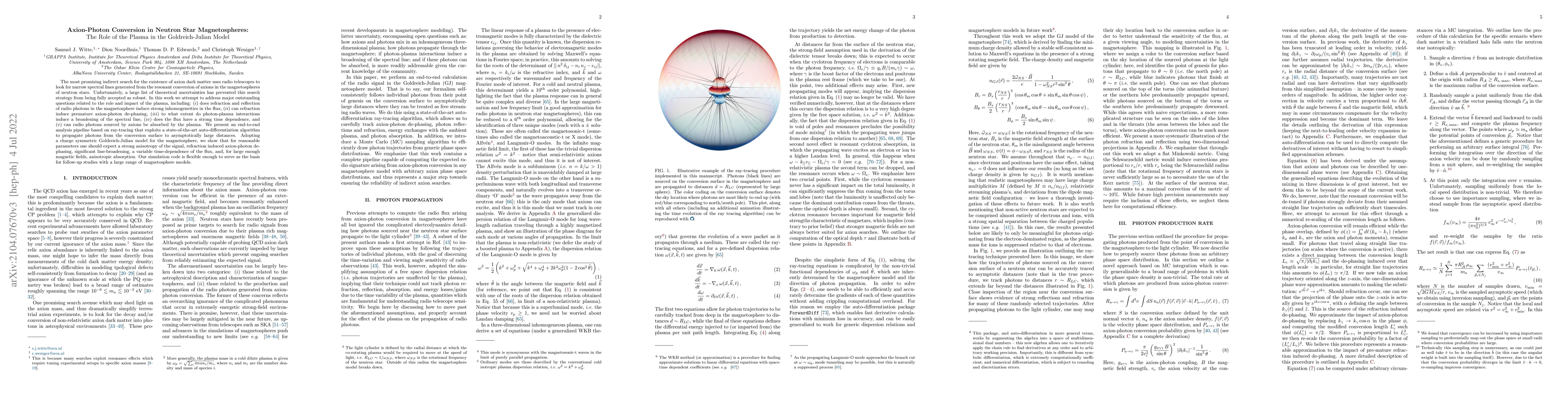 Thumbnail for Axion-Photon Conversion in Neutron Star Magnetospheres: The Role of the
  Plasma in the Goldreich-Julian Model