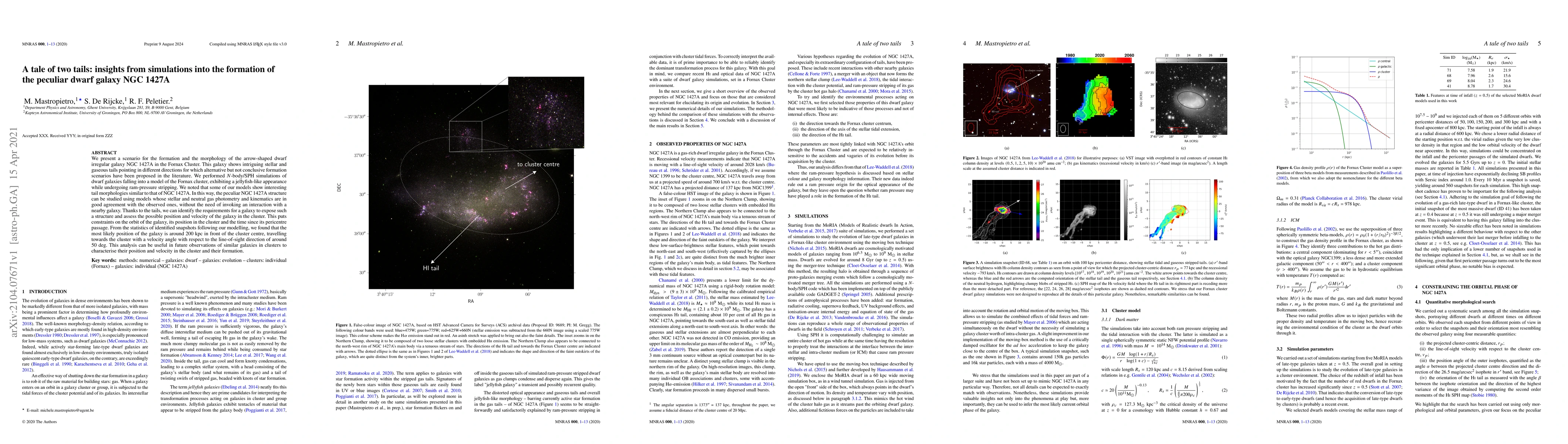 Thumbnail for A tale of two tails: insights from simulations into the formation of the
  peculiar dwarf galaxy NGC 1427A