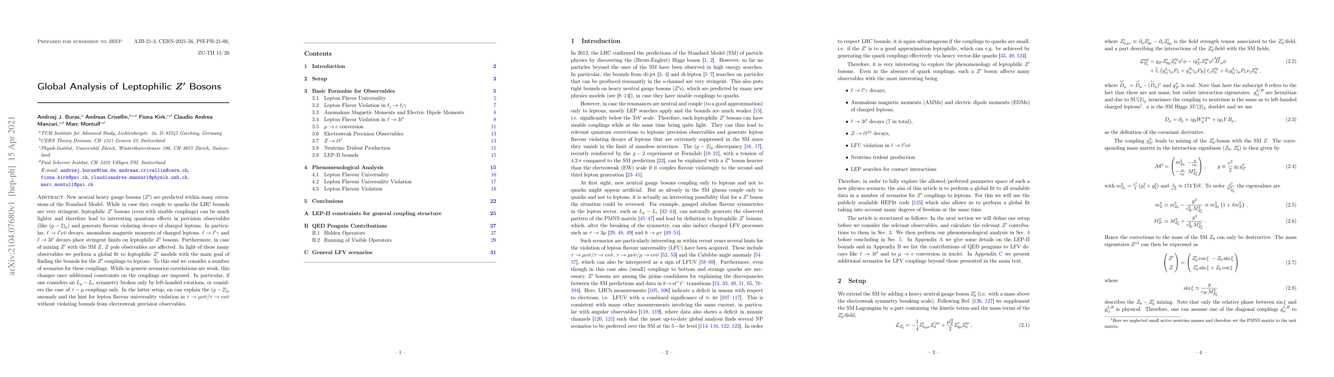 Thumbnail for Global Analysis of Leptophilic Z' Bosons