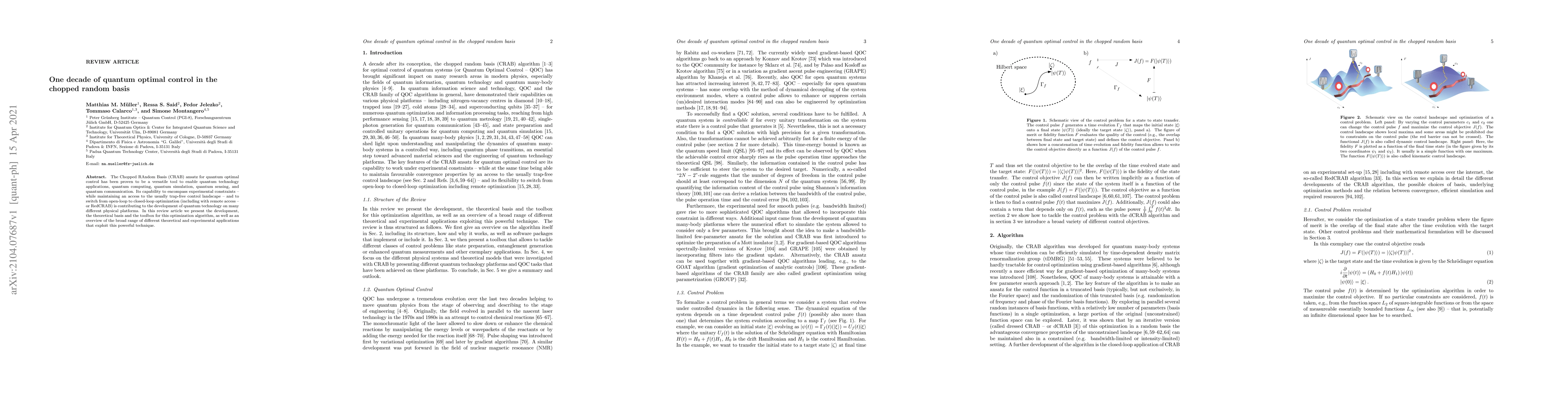 Thumbnail for One decade of quantum optimal control in the chopped random basis