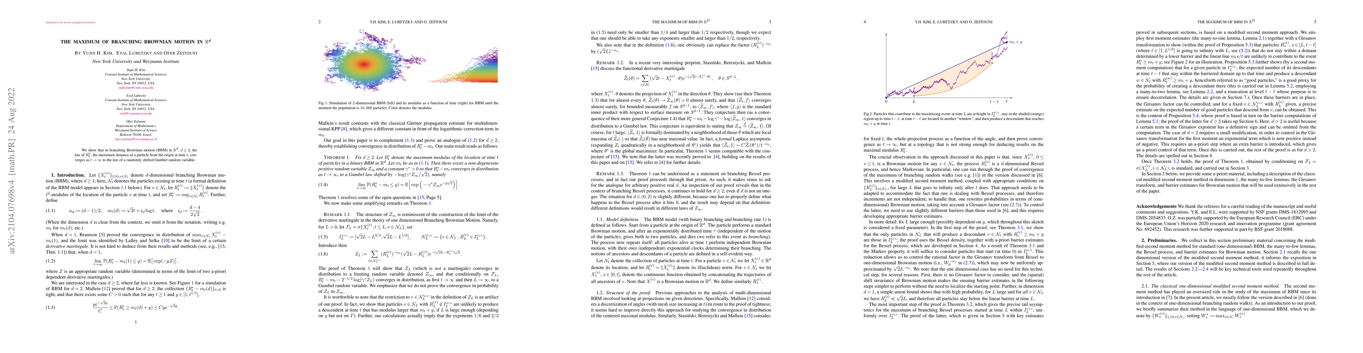 Thumbnail for The maximum of branching Brownian motion in $\mathbb{R}^d$