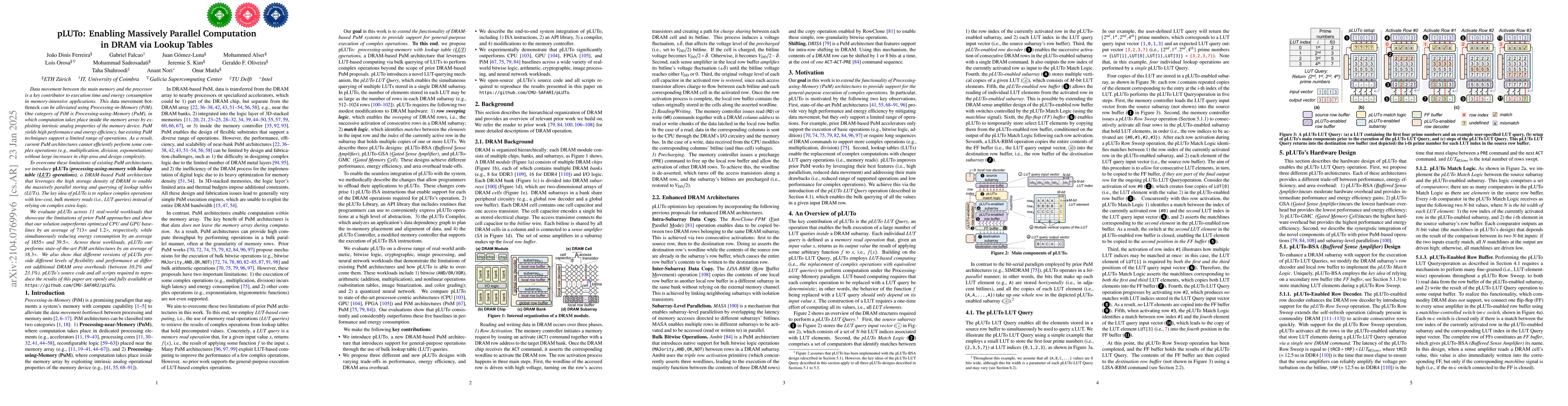 Thumbnail for pLUTo: Enabling Massively Parallel Computation in DRAM via Lookup Tables