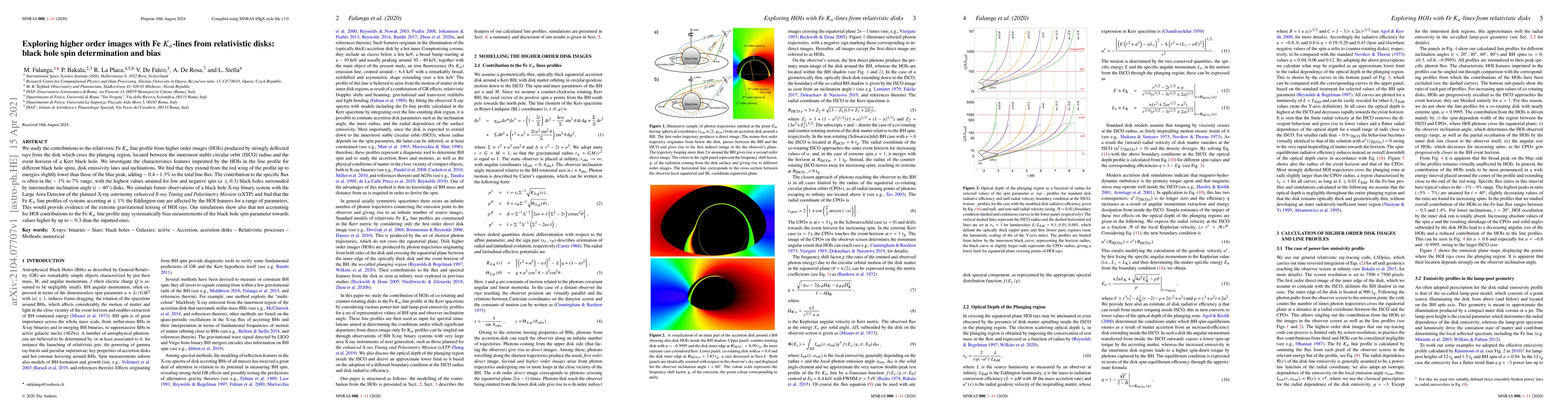 Thumbnail for Exploring higher order images with Fe K_{\alpha}-lines from relativistic
  disks: black hole spin determination and bias
