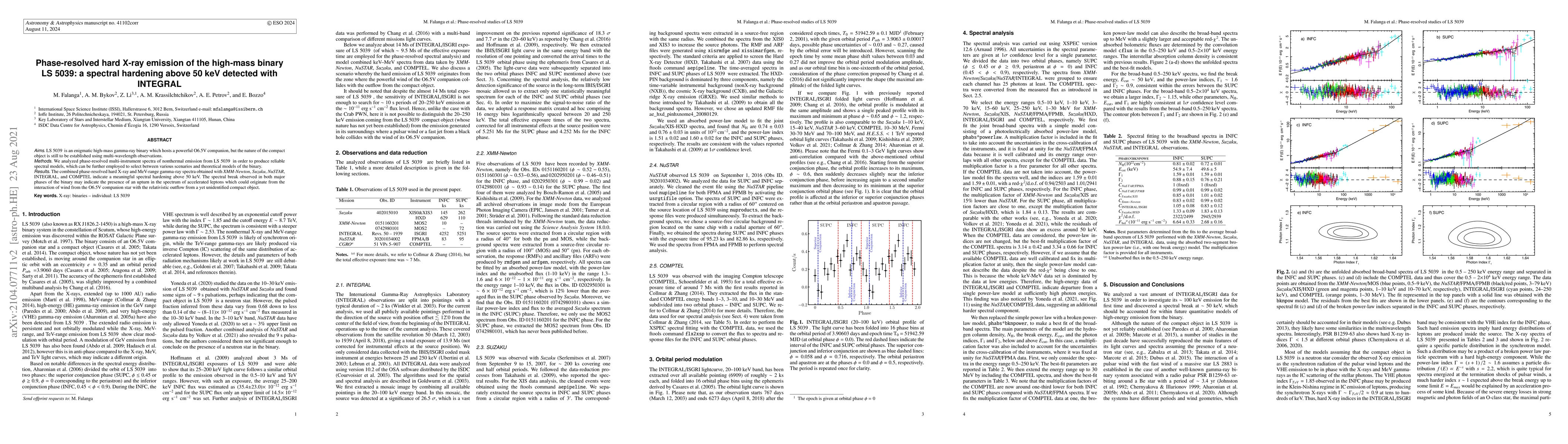 Thumbnail for Phase-resolved hard X-ray emission of the high-mass binary LS 5039: a
  spectral hardening above 50 keV detected with INTEGRAL