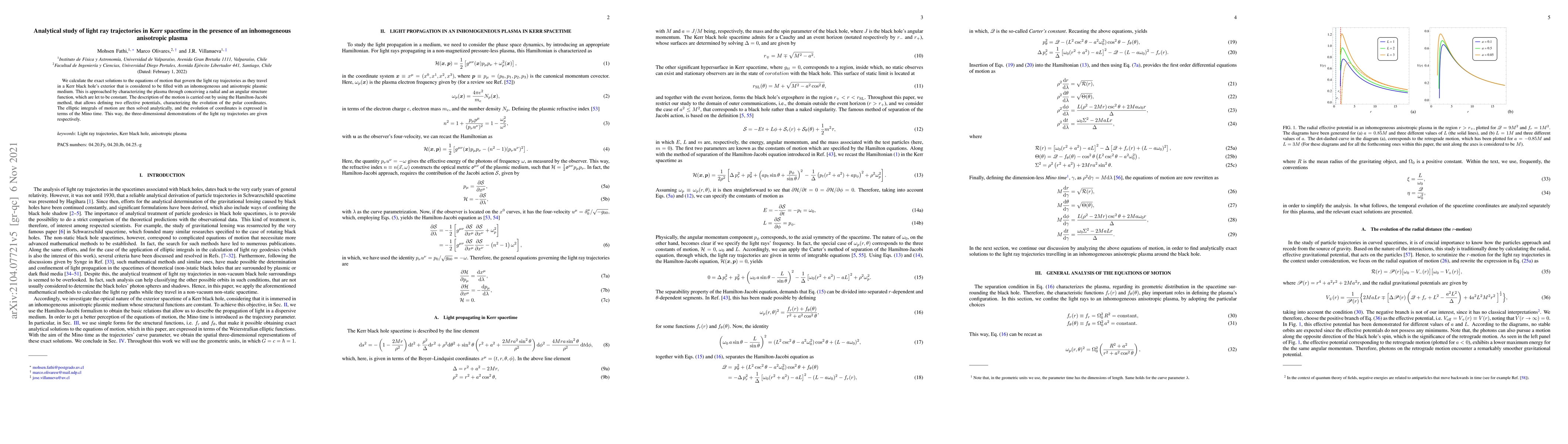 Thumbnail for Analytical study of light ray trajectories in Kerr spacetime in the
  presence of an inhomogeneous anisotropic plasma