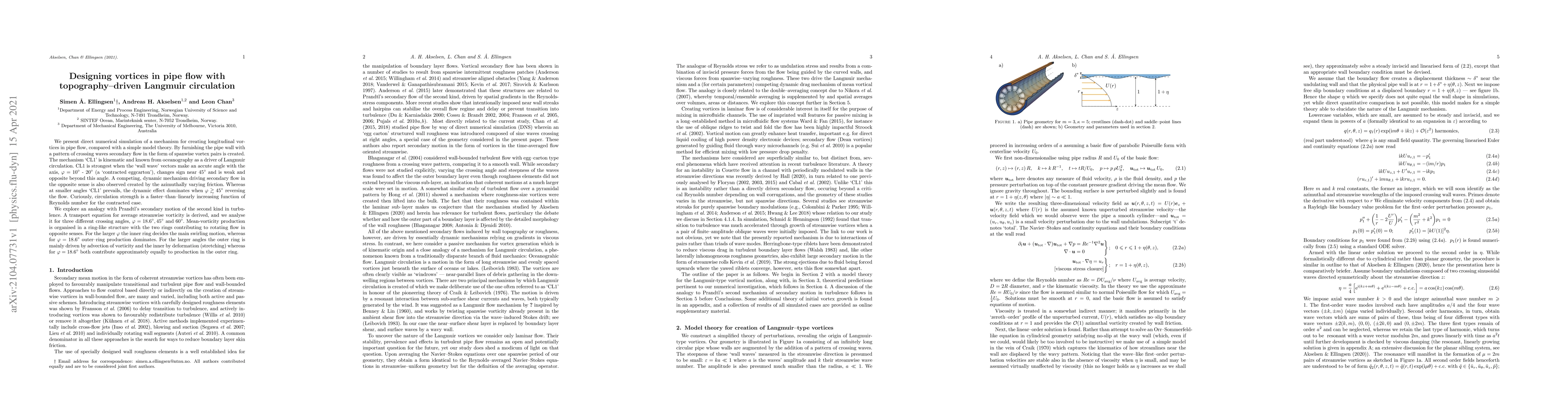 Thumbnail for Designing vortices in pipe flow with topography-driven Langmuir
  circulation