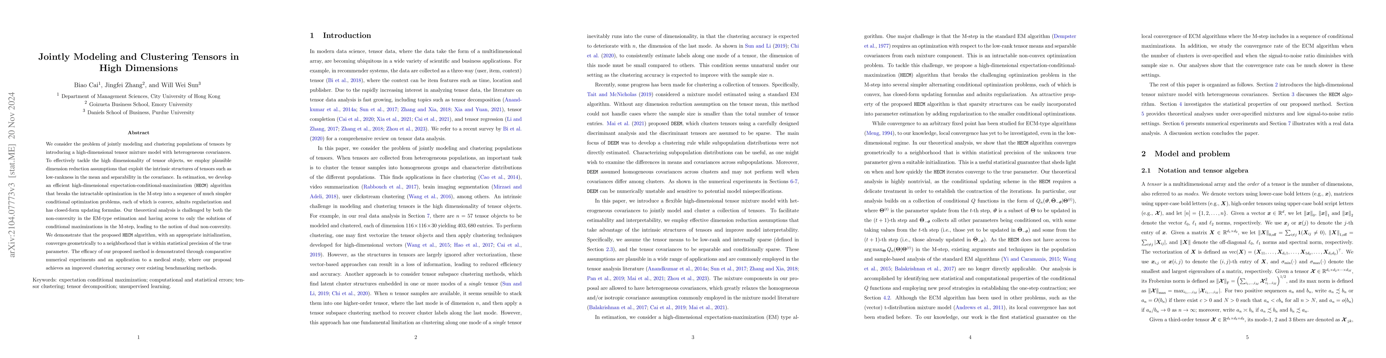 Thumbnail for Jointly Modeling and Clustering Tensors in High Dimensions
