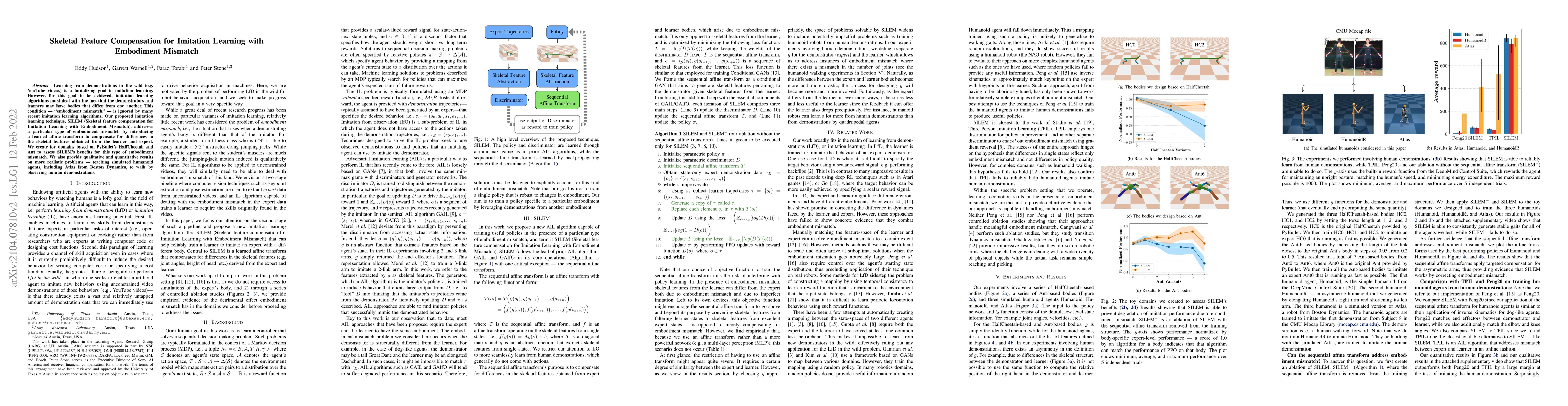 Thumbnail for Skeletal Feature Compensation for Imitation Learning with Embodiment
  Mismatch