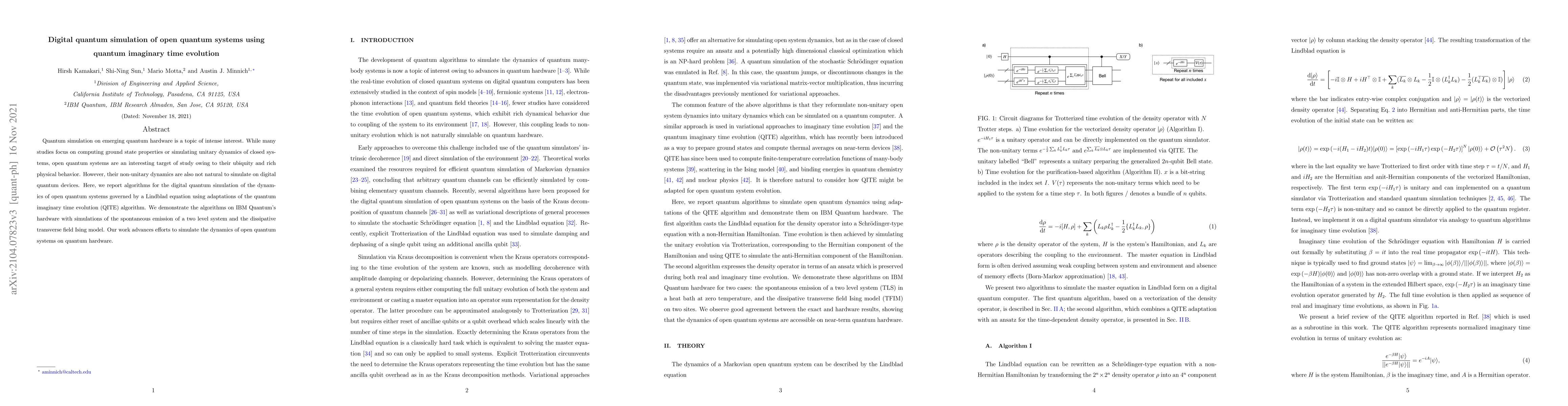 Thumbnail for Digital quantum simulation of open quantum systems using quantum
  imaginary time evolution