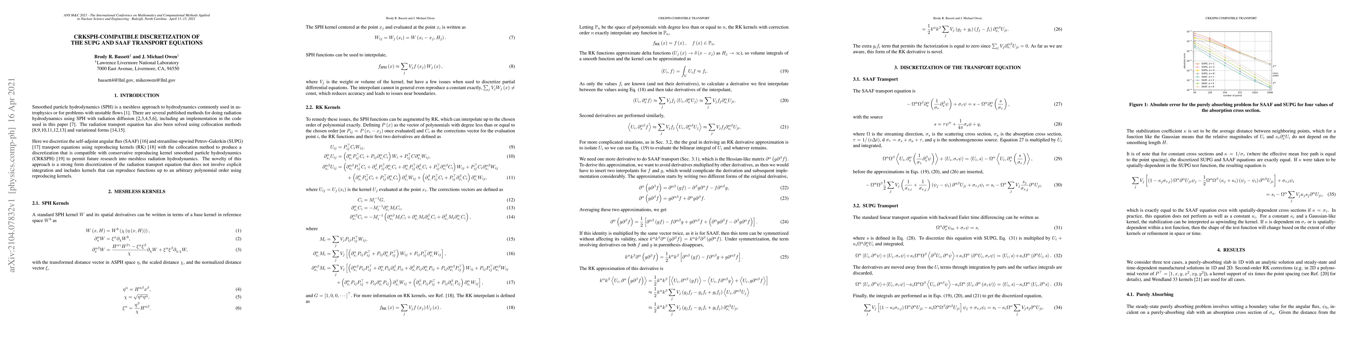 Thumbnail for CRKSPH-compatible discretization of the SUPG and SAAF transport
  equations