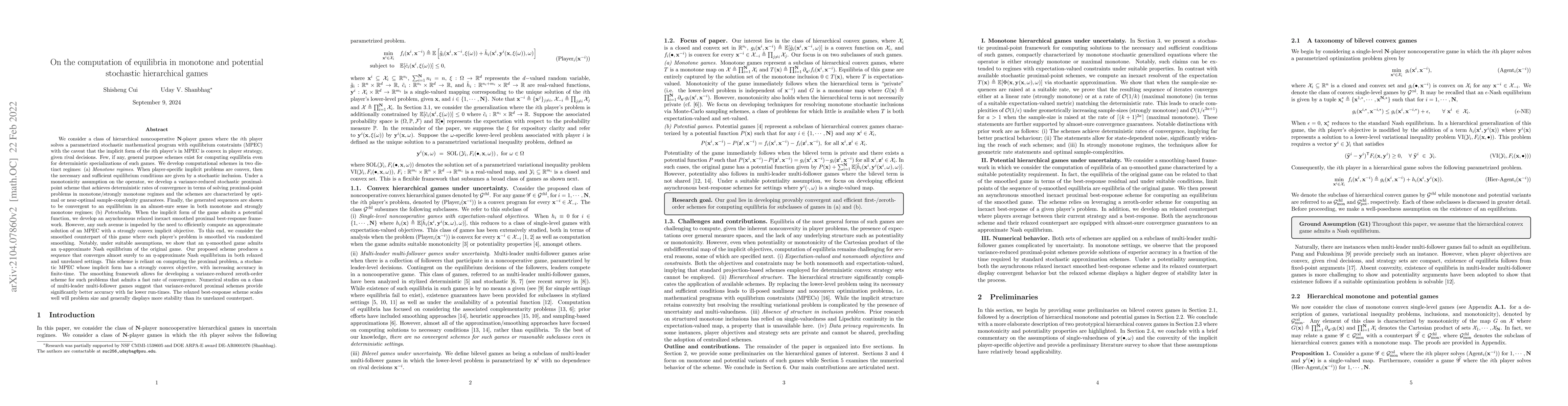 Thumbnail for On the computation of equilibria in monotone and potential stochastic
  hierarchical games