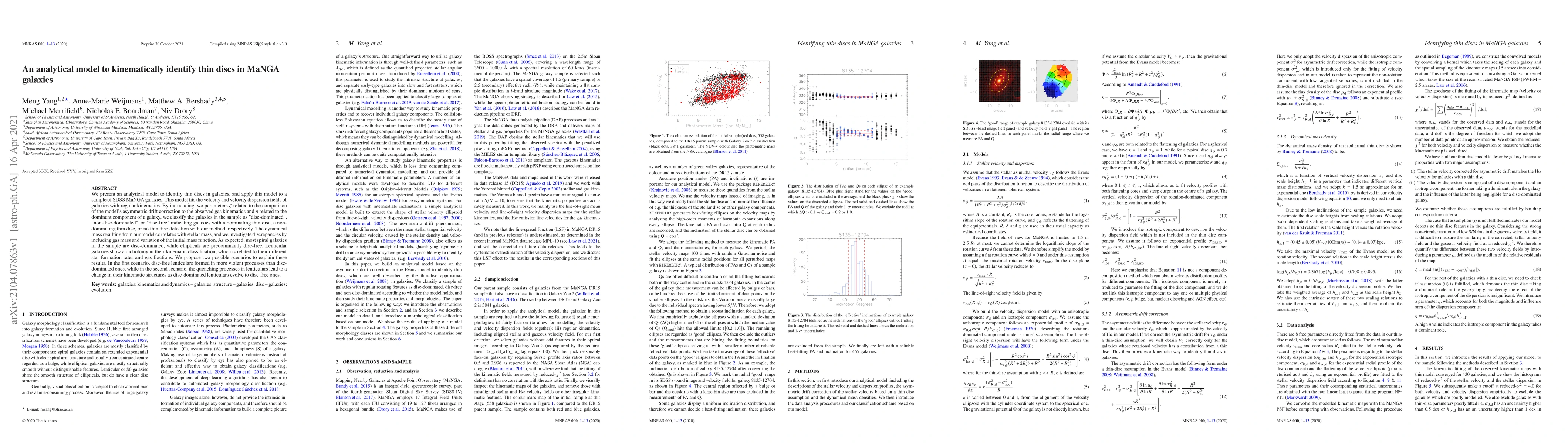 Thumbnail for An analytical model to kinematically identify thin discs in MaNGA
  galaxies