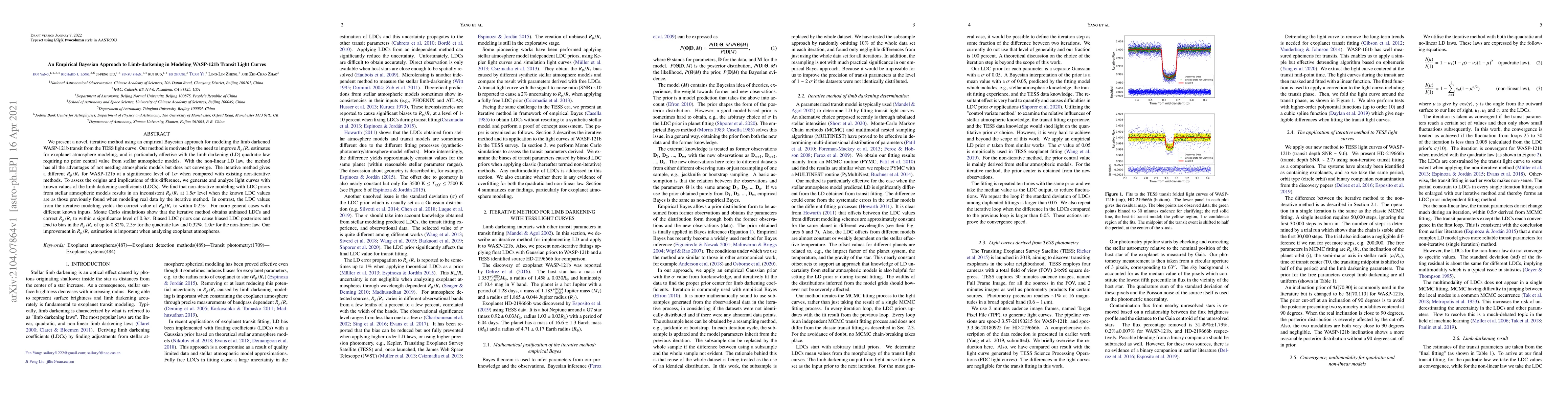 Thumbnail for An Empirical Bayesian Approach to Limb-darkening in Modeling WASP-121b
  Transit Light Curves