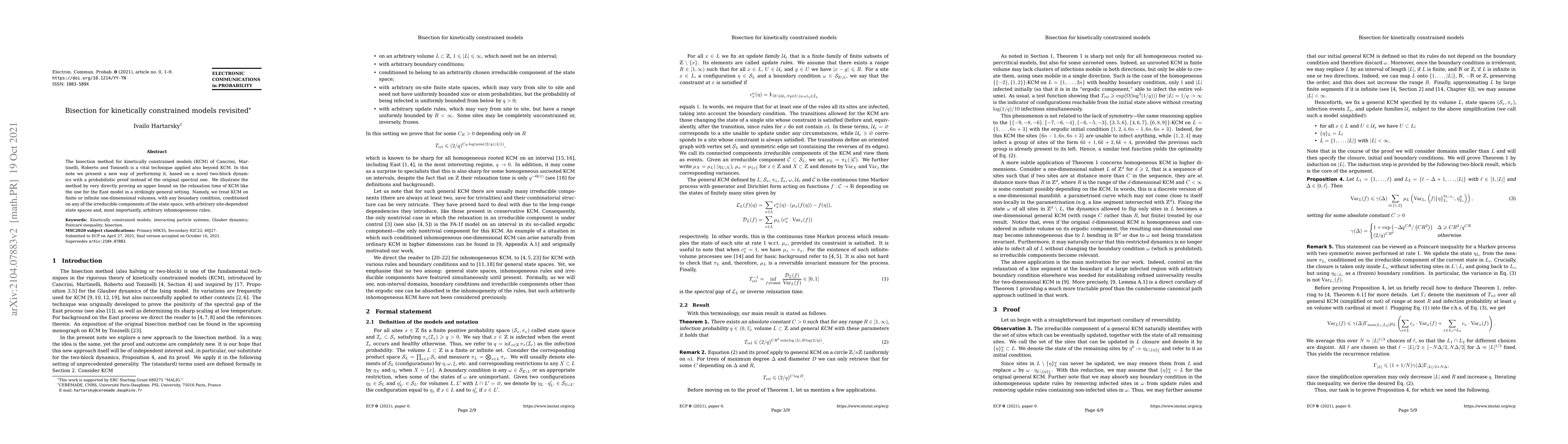 Thumbnail for Bisection for kinetically constrained models revisited