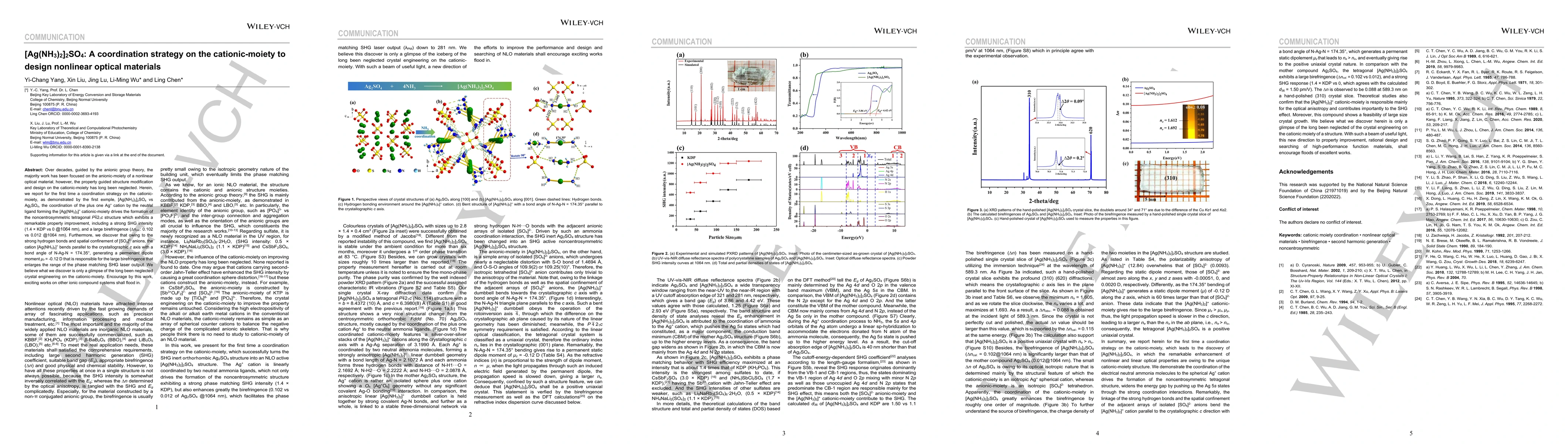 Thumbnail for [Ag(NH3)2]2SO4: A coordination strategy on the cationic-moiety to design
  nonlinear optical materials