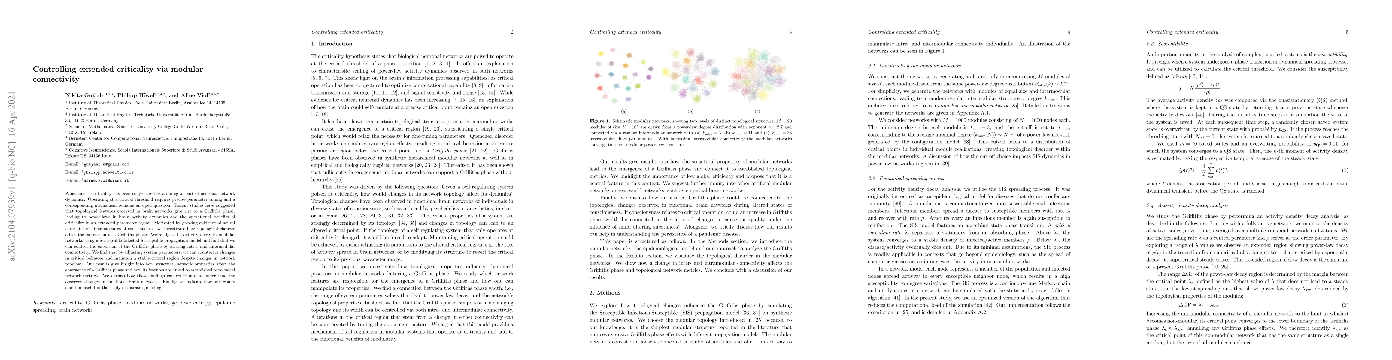 Thumbnail for Controlling extended criticality via modular connectivity