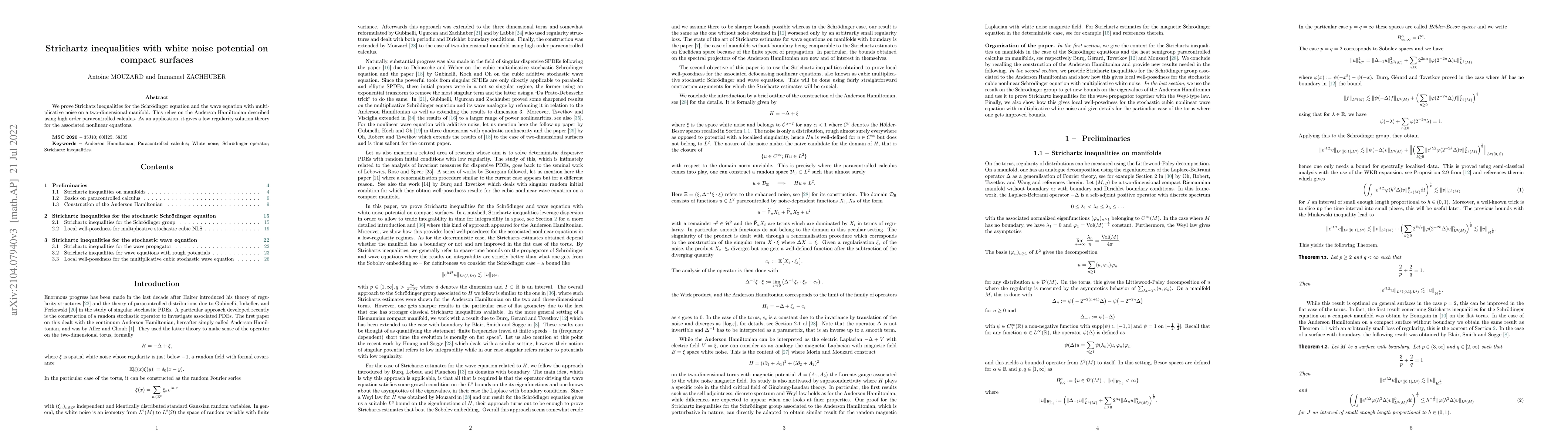 Thumbnail for Strichartz inequalities with white noise potential on compact surfaces
