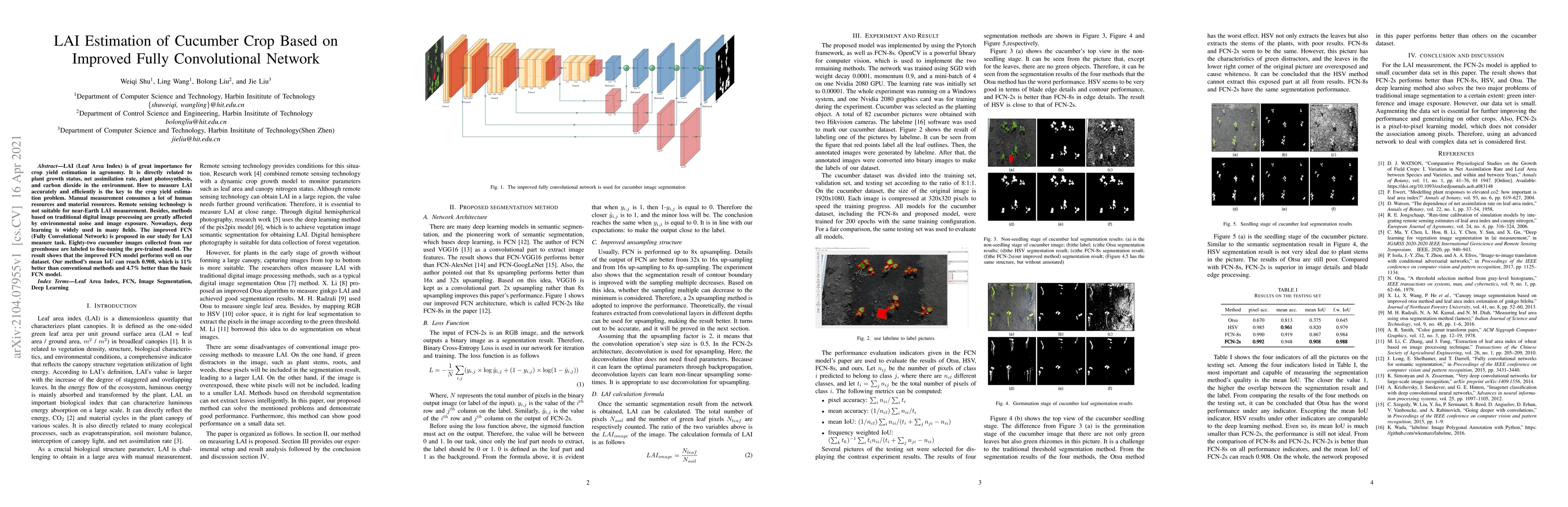 Thumbnail for LAI Estimation of Cucumber Crop Based on Improved Fully Convolutional
  Network