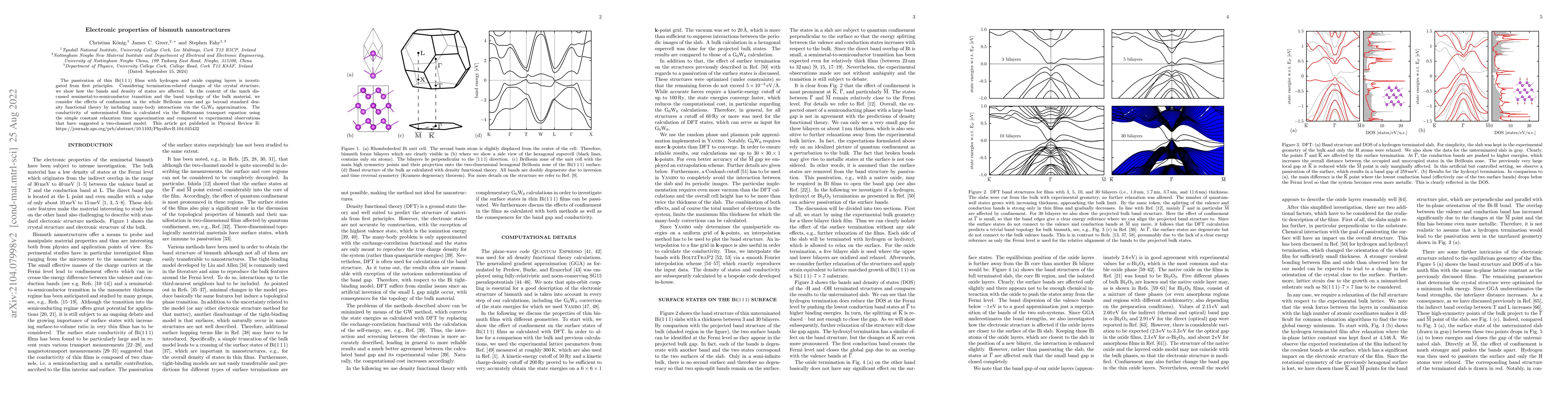 Thumbnail for Electronic properties of bismuth nanostructures