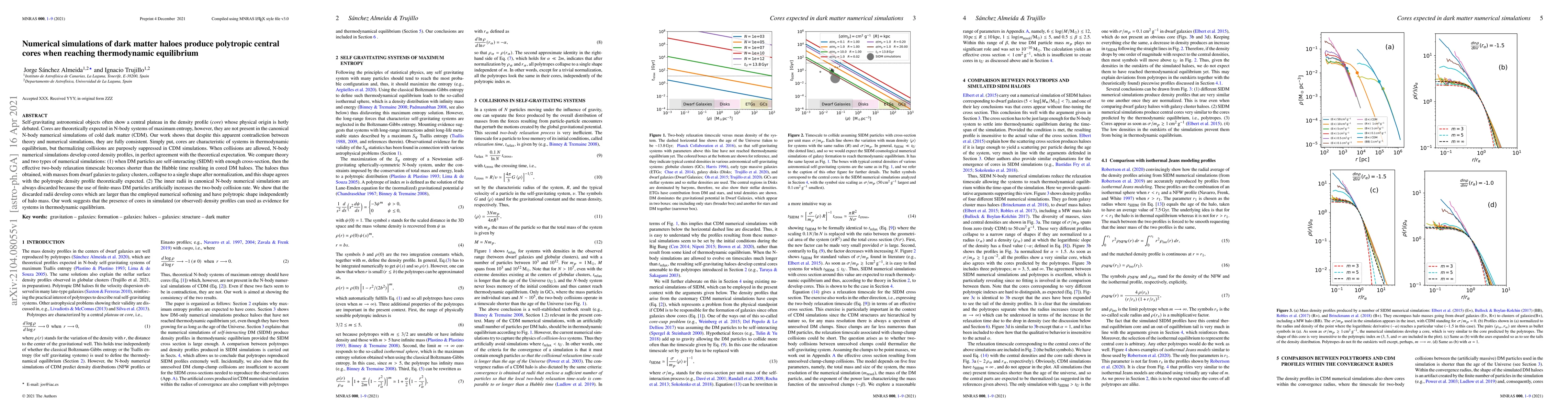Thumbnail for Numerical simulations of dark matter haloes produce polytropic central
  cores when reaching thermodynamic equilibrium