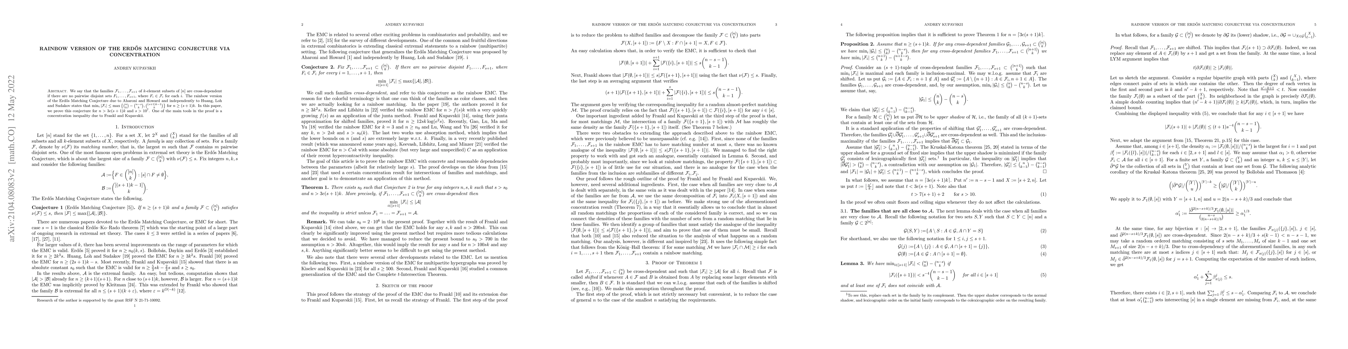 Thumbnail for Rainbow version of the Erd\H os Matching Conjecture via Concentration