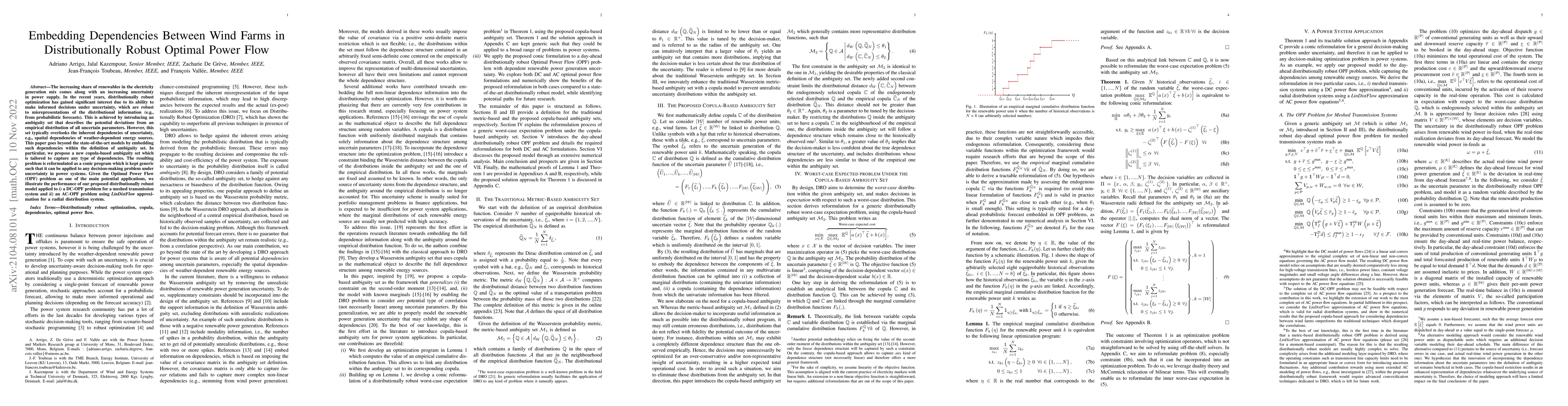 Thumbnail for Embedding Dependencies Between Wind Farms in Distributionally Robust
  Optimal Power Flow