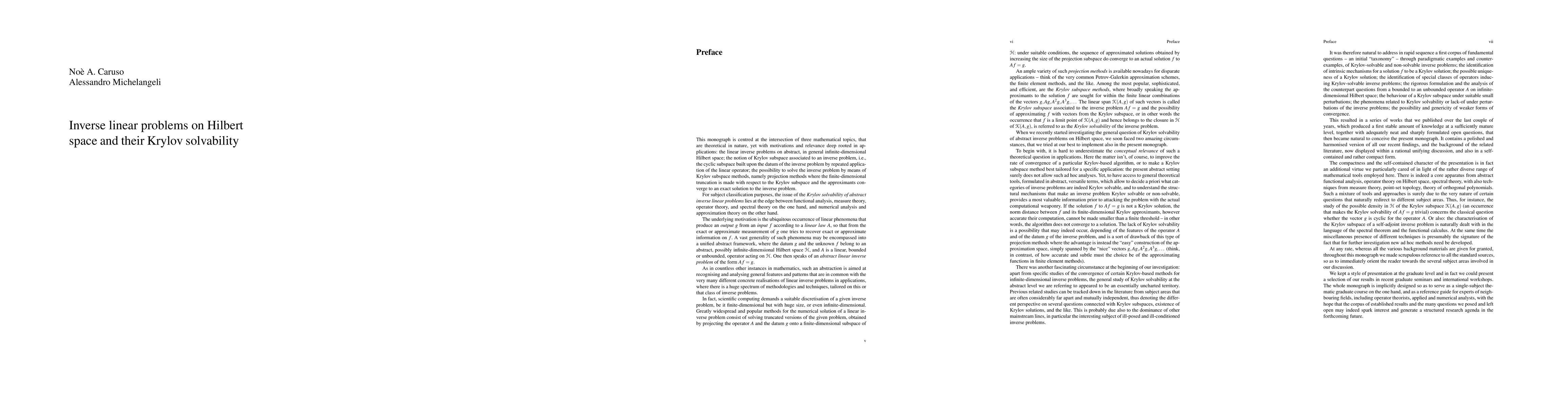 Thumbnail for Inverse linear problems on Hilbert space and their Krylov solvability
