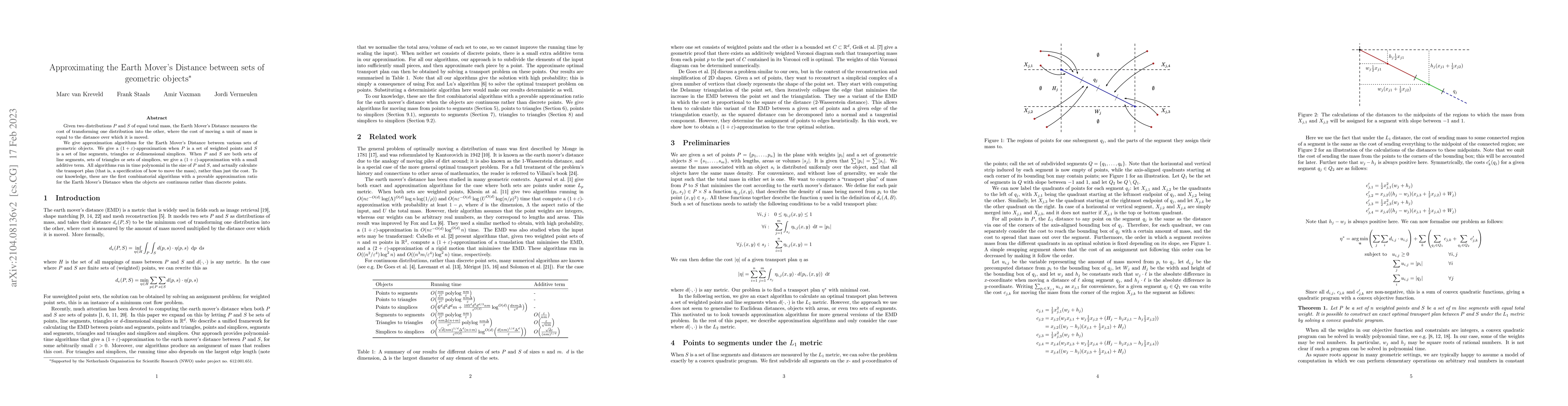 Thumbnail for Approximating the Earth Mover's Distance between sets of geometric
  objects