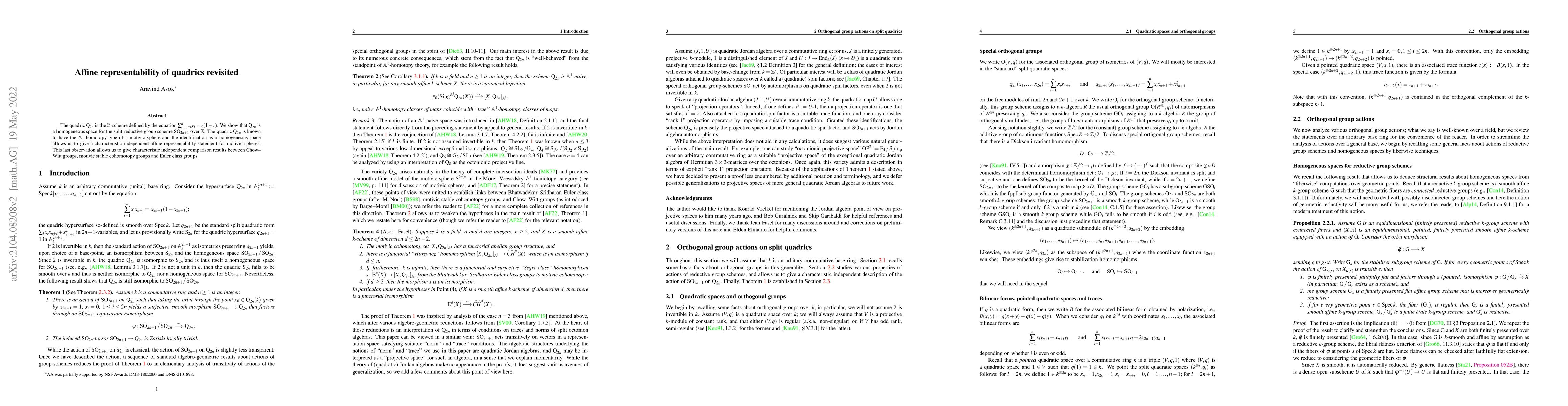 Thumbnail for Affine representability of quadrics revisited