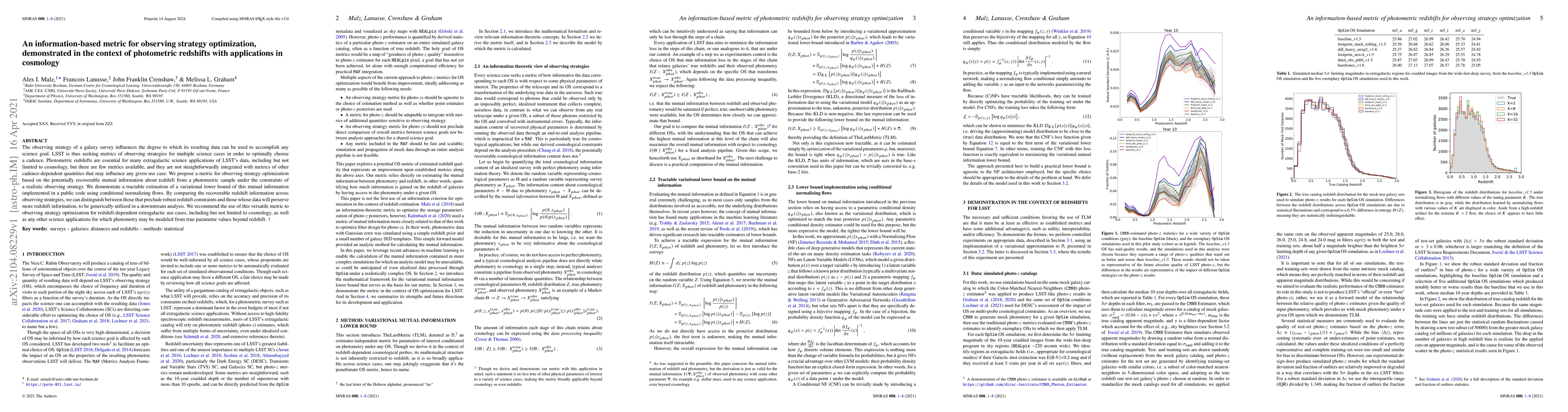 Thumbnail for An information-based metric for observing strategy optimization,
  demonstrated in the context of photometric redshifts with applications to
  cosmology