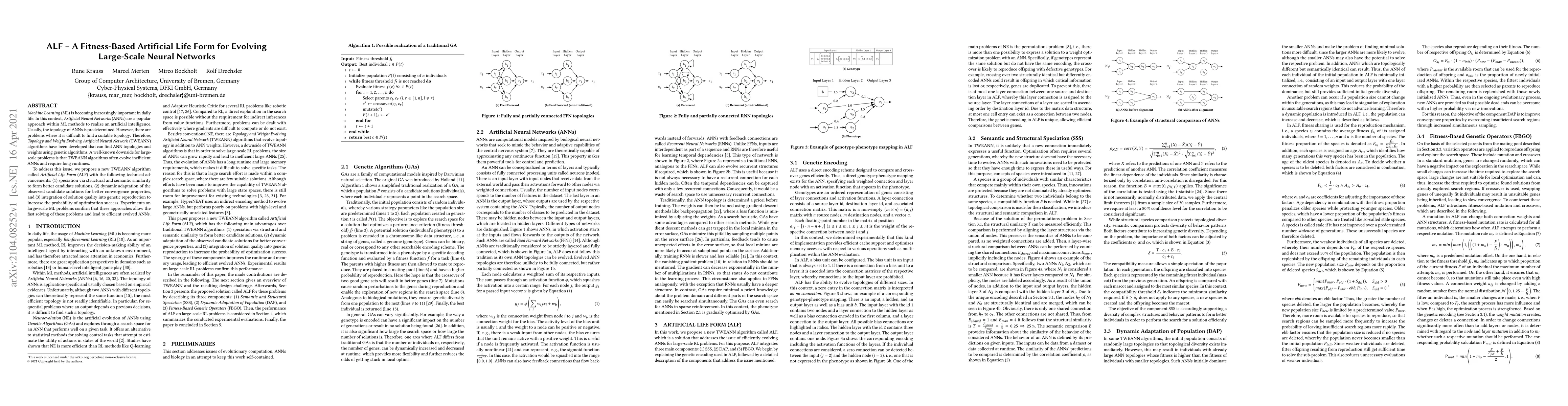 Thumbnail for ALF -- A Fitness-Based Artificial Life Form for Evolving Large-Scale
  Neural Networks