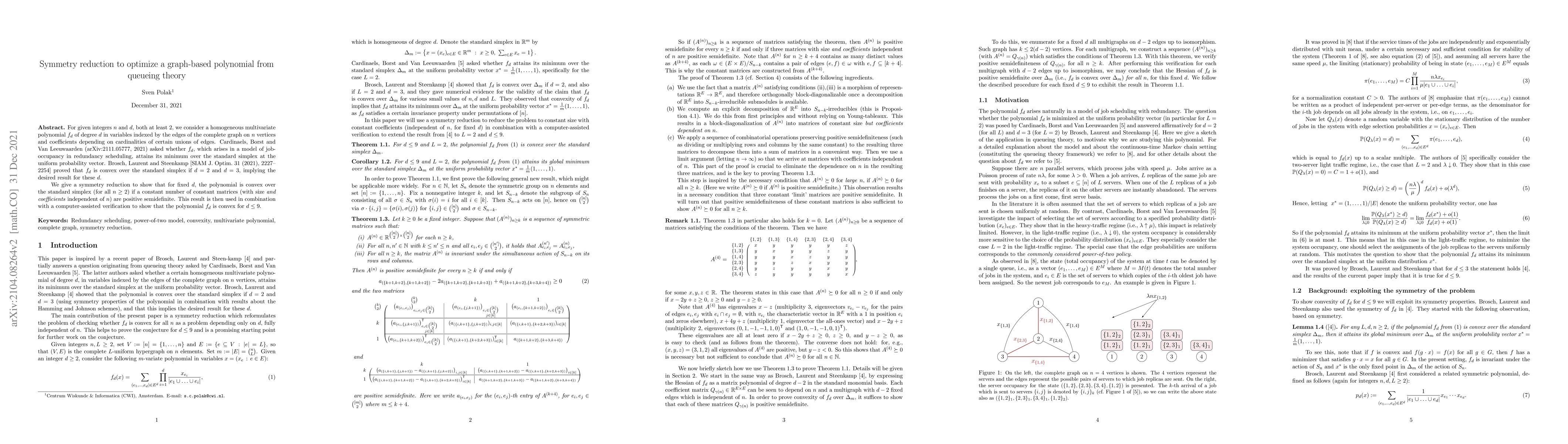 Thumbnail for Symmetry reduction to optimize a graph-based polynomial from queueing
  theory