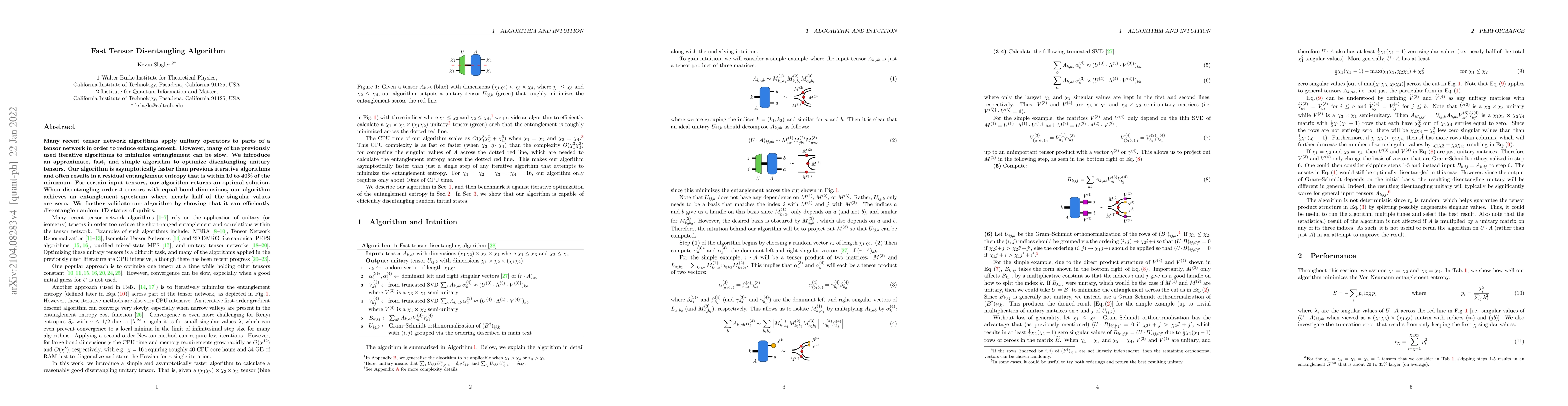 Thumbnail for Fast Tensor Disentangling Algorithm