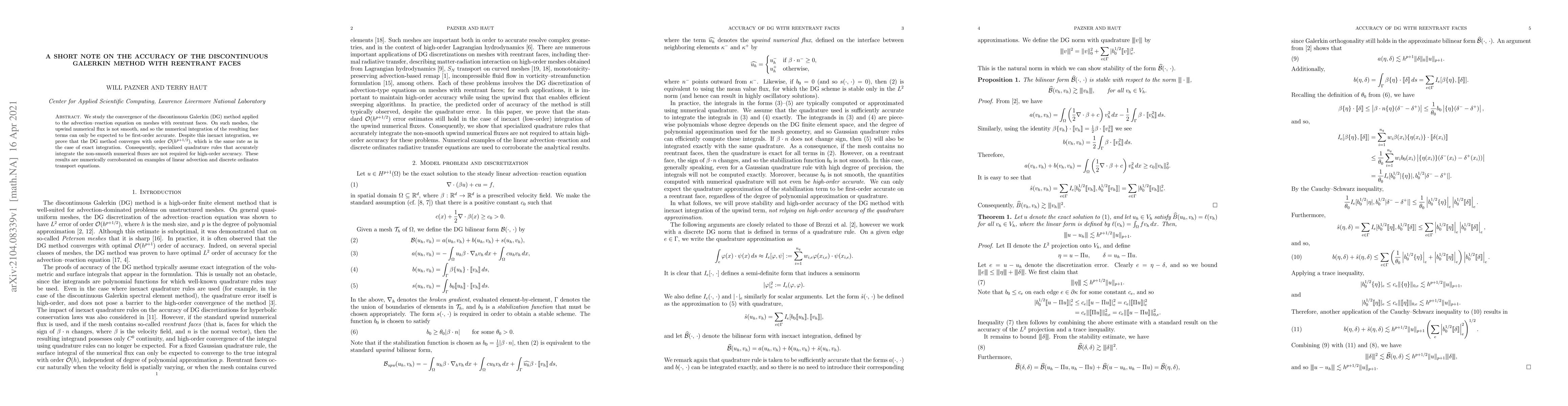 Thumbnail for A short note on the accuracy of the discontinuous Galerkin method with
  reentrant faces