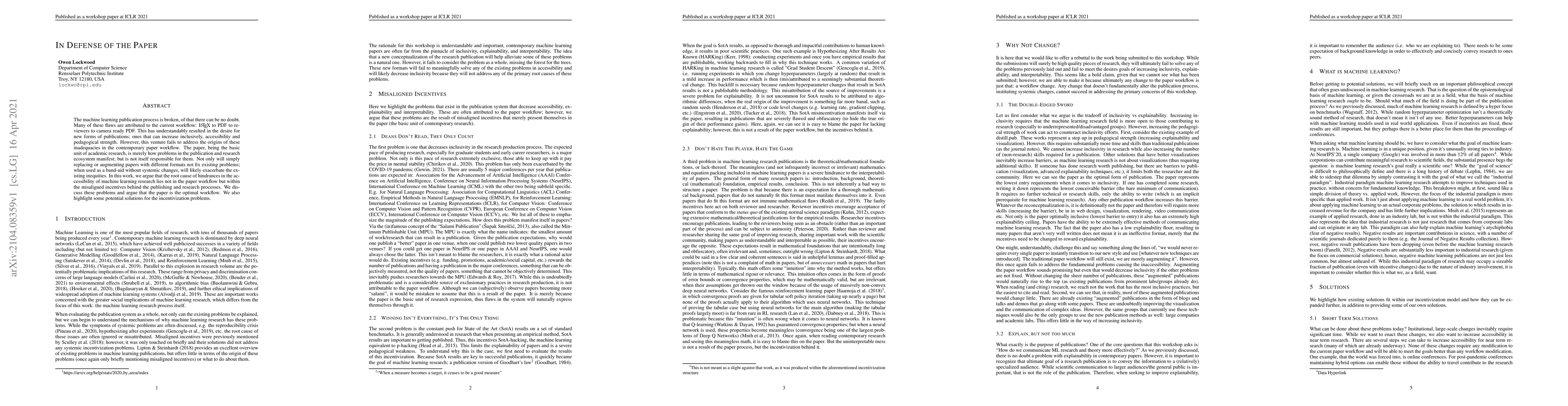 Thumbnail for In Defense of the Paper