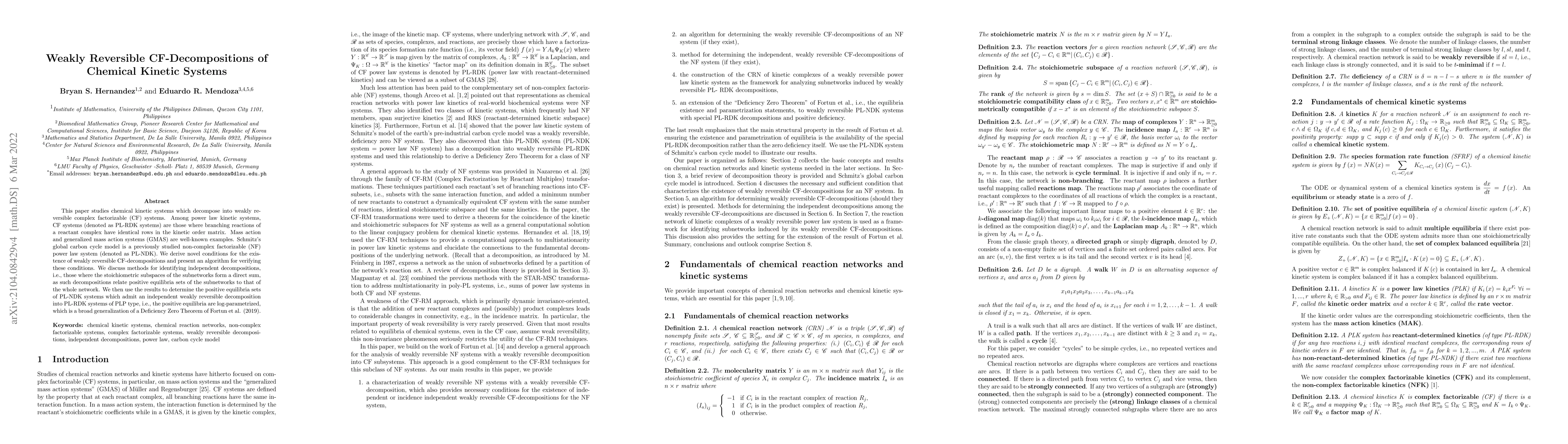 Thumbnail for Weakly Reversible CF-Decompositions of Chemical Kinetic Systems
